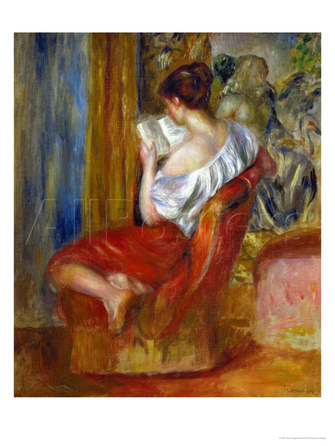 Reading Woman, circa 1900 - Pierre-Auguste Renoir painting on canvas